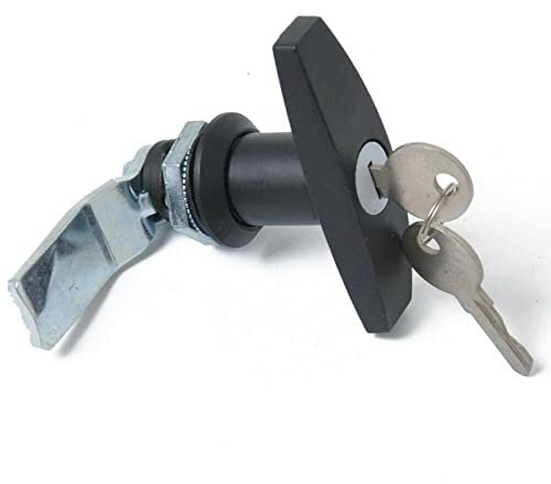 TOTMOX Serrure à poignée en T pour abri de jardin avec 2 clés, capuchon de camion, remorque, camping-car, armoire, poignée en T, serrure de porte de garage, noir