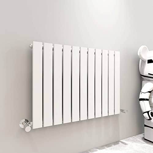 Radiator Horizontal Vertical Designer Flat Panel Central Heating Radiator 600mm Height (600x748mm Single, White)
