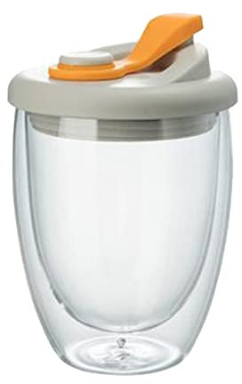 Taza de café de vidrio reutilizable de 450 ml, taza de viaje de café aislada de doble pared con tapa de silicona, taza de café de vidrio resistente al calor para viajes en casa, oficina, apto para