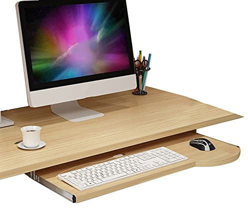 V3VOGUE Tastaturschublade Ausziehbar Tastaturhalterung Schreibtisch Tastaturauszug - Zur Montage Unter Dem Tisch, Höhenverstellbar, Holz Tastaturablage Mit Auszugschienen 24 Kg Belastung