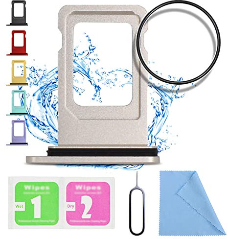 ASDAWN for iPhone 11 SIM Card Slot Replacement for iPhone 11 SIM Card Tray Holder Waterproof Rubber Ring and SIM pin(Single Sim Version 6.1 inches)(White)