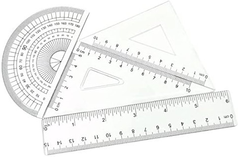 4 Pezzi Righelli in Plastica con Scala, Set di Righelli, Righello di Plastica, Righello Trasparente, Scalimetro Professionale, Squadrette da Disegno, Goniometro, Per Disegnare, Misurare