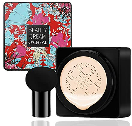MTUVKGT Mushroom Head Air Cushion CC Cream Foundation, Moisturising BB Creme, Wasserdichte Makellose Foundation Full Coverage, Natürlicher Concealer, Gleichmäßiger Hautton, Gesichts Make-up (01)