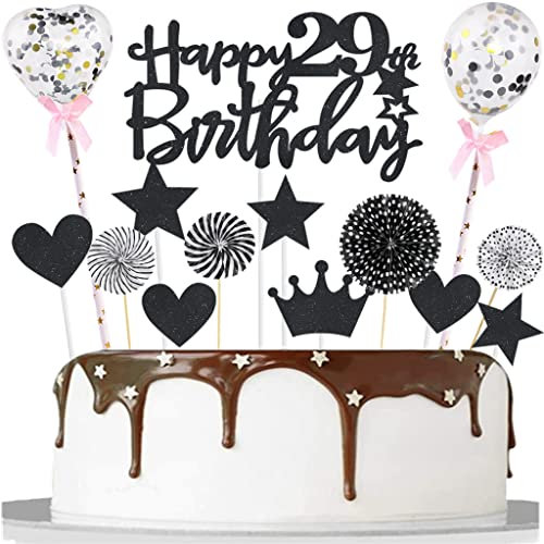 Tortendeko 29 Schwarz 29 Jahre Mann Frau Tortendeko Kuchendeko 29. Geburtstag Schwarz Happy 29th Birthday Tortendeko 29 Kuchenaufsatz 29. Kuchen Topper für 29. Geburtstag Party Kuchen Deko