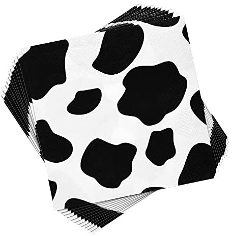 JIHUOO 40 Stück Servietten mit Kuh-Aufdruck, dekorative Papierservietten, Western-Party-Servietten, Kuh, Geburtstagsparty, Zubehör, Bauernhoftier-Mottoparty-Dekorationen