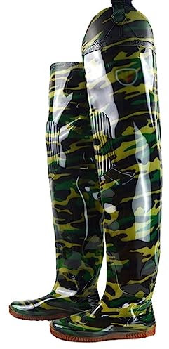 Stivali A Coscia Da Pesca Stivali da trampoliere da 80 cm con piantine di riso lunghe da pesca, stivali da pioggia in PVC allungati e ispessiti (Color : Green, Size : 42 EU)