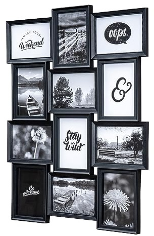 levandeo Bilderrahmen 54x72cm 12 Fotos 13x18cm Schwarz Antik Glas Collage Fotorahmen Deko Glasscheiben Fotogalerie Fotocollage Fotorahmen Wanddeko