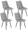 Juskys Esszimmerstühle Blanca 4er Set - Samt Stühle gepolstert - Stuhl für Esszimmer, Küche & Wohnzimmer - modern, belastbar bis 120 kg Hellgrau