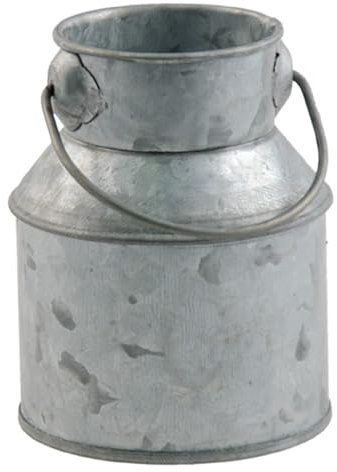 Jarra de leche decorativa con asa en aspecto de zinc, color gris, impermeable, jarrón para velas, decoración de mesa, boda, cumpleaños, vintage, retro (olla para leche)