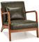 YODOLLA Sessel Akzentstühle Cocktailsessel für Wohnzimmer, loungesessel Lesesessel mit Holzarmlehne Armchair Accent Chairs PU-Leder Grün, 65x75x73 cm