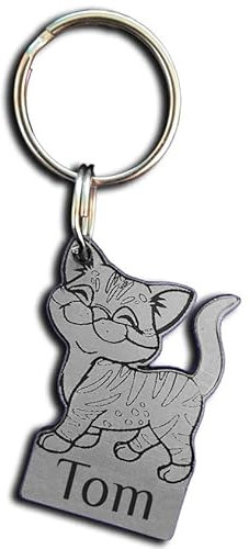 Porte-clés chaton gravé, personnalisez-le avec Votre Texte, 6 coloris disponibles