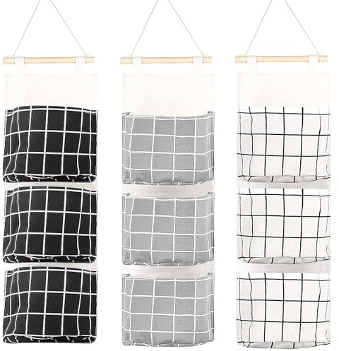 TAXIFANW Wand Hängen Tasche，3 Stück Hängetasche hängend Aufbewahrungstasche Organizer kinderzimmer Hängender Organizer，für Badezimmer Schlafzimmer (schwarz + weiß + grau)