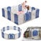 LZQ Laufstall Baby Laufgitter Faltbar Baby Absperrgitter, Baby Playpen Krabbelgitter aus Kunststoff Schutzgitter mit Tür und Spielzeugboard, Groß Kleinkinder Laufställe Klappbar (16 Paneele)