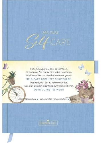 Korsch Verlag 365 Tage Self-care Tagebuch Azur A5-15,1 cm x 21,6 cm vegan - mit Goldveredelung - SchreibLiebe