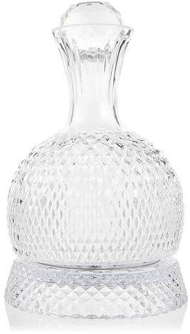 Lvpradior Crystal Glass Wine Decanter, 360° Rotating Relief Red Wine Aerator Dispenser Pourer, 1.5L Hand Blown Lead-Free Crystal Wine Decanter, Luxury Gift Make Wine Taste Smoother (Style 2)