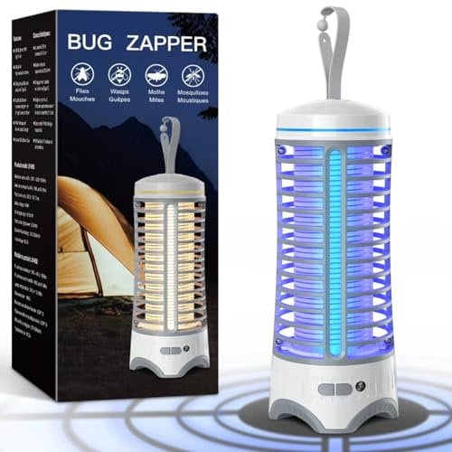 Lampe Anti Moustique Rechargeable, USB Lampe Anti Mouche avec lumière LED Portable UV Tueur d'Insectes Électrique Anti Insectes pour Intérieur et Extérieur Jardin Terrasse Camping