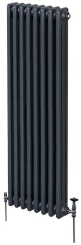 Radiatore Termosifone a 3 Colonne 1800mm x 382mm Moderno Centralizzato Grigio antracite in Acciaio Inox Verticale a Parete Cucina Soggiorno Bagno Kit di Fissaggio e Spazzola Inclusi