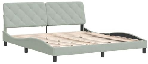 vidaXL Bettgestell, Bett ohne Matratze, Bettrahmen mit Lattenrost für Schlafzimmer, Schlafzimmerbett DoppelBettgestell Hellgrau 180x200cm Samt
