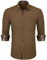 HISDERN Mens Long Sleeve Shirts Regular Fit Casual Button Shirt for Men Formal Dress Shirts Business Shirt Brown M
