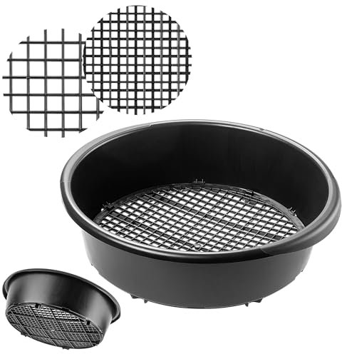 KADAX Tamis de jardin réglable en plastique, rond, pour sable, compost, terre et pierres, avec réglage manuel du tamis (rond)