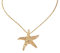 Textured Metal Starfish Pendant Necklace, 18 inches, Gold Plated Chain