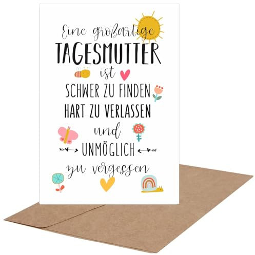 CJ&M Abschiedskarte Tagesmutter Abschiedsgeschenk Karte Dankeskarte