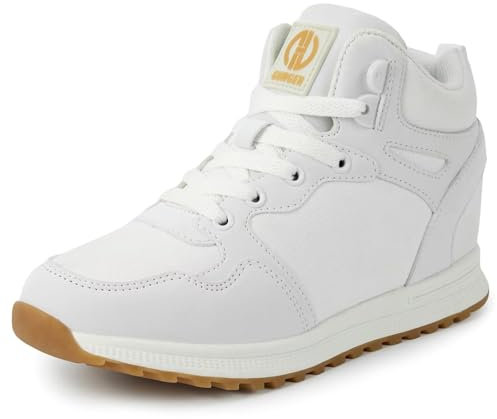 GURGER Sneakers con Zeppa Donna Scarpe da Ginnastica Basse Sportive Fitness Tacco Zeppa 6 CM Bianco 38