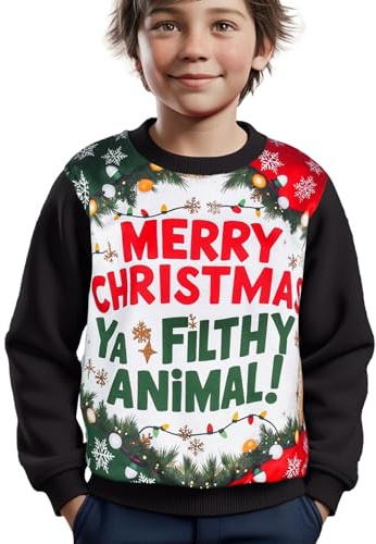 A2Z 4 Kids Girls Boys Merry Christmas Ya Filthy Animal Jumper Comfortable Pullover Long Sleeves Hoodies Top Xmas Festive Holiday Crew Neck Sweatshirt For Age 5-13 Years