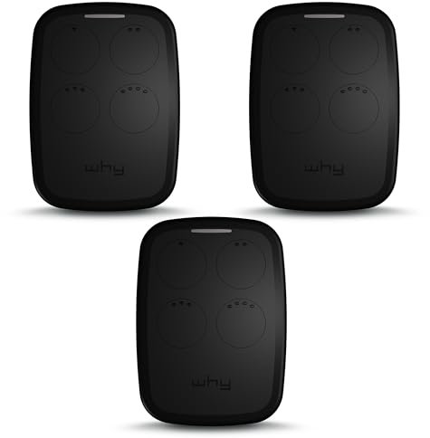 Télécommande universelle WHY EVO NOA à 4 boutons - Programmable code fixe ou code tournant - Fréquences 433 ou 868 mhz - Pour portails et porte de garage (Noir Réglisse Lot de 3 télécommandes)