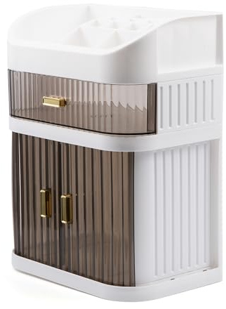 evomosa Organizer per cosmetici con cassetti, organizer per trucchi, antipolvere, grande capacità, organizer per tavoli da toeletta per camera da letto e bagno