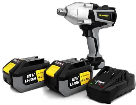 Rodcraft RC9087K6 Akku-Schlagschrauber, Vierkant 3/4 Zoll,max. Lösemoment 1500 Nm, LED-Licht, im Set mit 2x 6Ah Akku + Ladegerät + Stofftasche