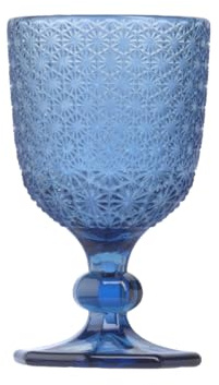 Evviva - Set 6 calici da liquore blu in pasta di vetro decorata 80 ml