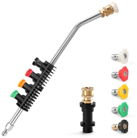 Pressure Washer Extension Wand for Karcher Extension Lance K2 K3 K4 K5 K6 K7, 1/4 Quick Connect Power Lance Extension Wand with 5 Nozzles 30° Pressure Washer Gutter Rod Attachment for Car Washing