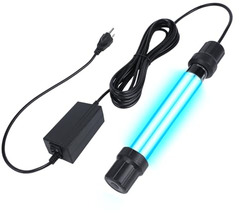 Ayamaxon Luce sterilizzatrice sommergibile UV da 20 W per acquario, stagno, immersione fredda, piscina, vasca idromassaggio, lampada filtro acqua UV-C senza ozono con vetro al quarzo, blocco