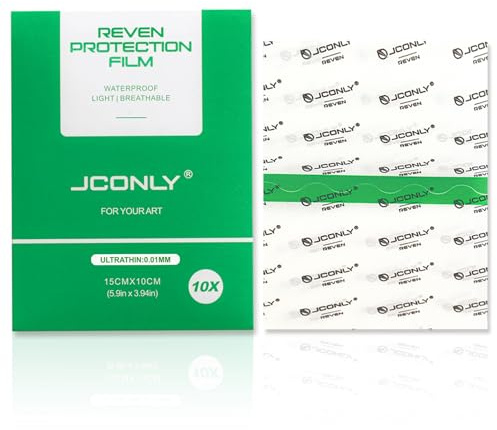 Jconly Reven Pansement Tatouage Waterproof, 10 pièces (15cm X 10cm) Second Skin Protection 0.01MM Maté Bandage Transparent Imperméable Pansement Tatouage pour Fournitures de Tattoo
