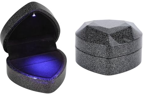 BTFO Ringbox mit LED Licht, Herzförmig Herzförmige Ringbox Süß und Romantisch Ringetui Schmuckdisplay Geschenkbox für Hochzeit Antrag Jahrestag