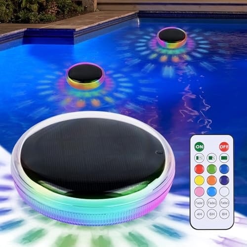 Lumiere Piscine Flottante avec Télécommande, Lampe Piscines Etanche IPX7, Lampe Piscine Flottante Étanche, Éclairage Piscine Submersible Coloré, Lumière Baignoire pour Bain, Spa (B)