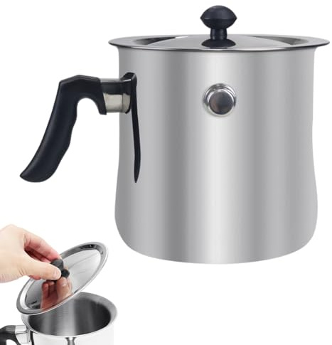 CEWROM 1.5l Milchtopf mit Deckel, Kochtopf mit Pfeife, Milchtopf doppelwandig mit Bakelitgriff, Puddingtopf Simmertopf Wasserbad Schmelztopf aus Edelstahl für Elektro Gas Induktion