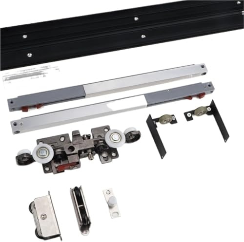 Guia puerta corredera Kit de riel de herrajes for puertas corredizas ocultas de granero con amortiguador bidireccional, apto for puertas de 950 a 1500 mm de ancho.