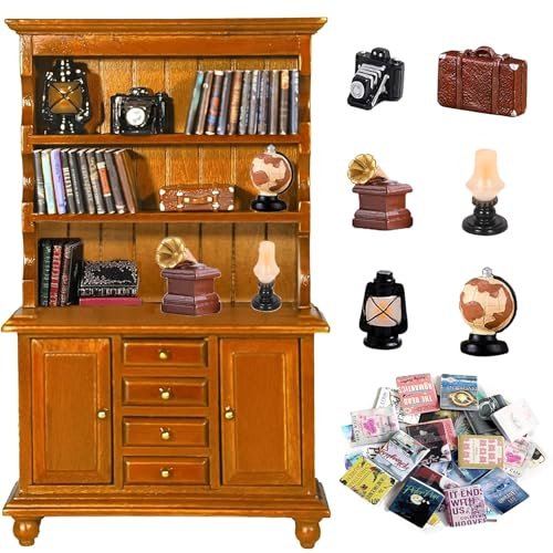 Wichtelhaus Wichtel Zubehör Weihnachten Miniatur Bücher Puppenhaus Zubehör Wichtelzubehör Miniatur Deko Weihnachten Mit Kamera Koffer Plattenspieler Öllampe Globus