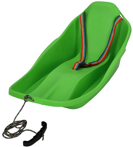 KOTARBAU® Bob Schlitten mit Lehne - 72 x 37 x 32 cm - Kinderbob - Kunststoff Schlitten für Kinder - mit Rückenlehne - Schneeschlitten - Kinderschlitten mit Sicherheitsgurt & Zugseil - Grün