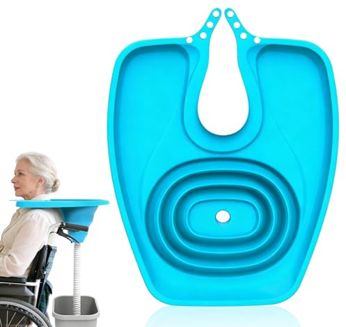 Lavabo per capelli per letto pieghevole, con tubo di scarico, in TPE mobile per shampoo, per bambini, anziani, donne incinte e disabili (blu)