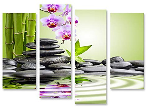 islandburner Tableau sur toile Pierres Zen orchidée basalte idyllique Cadre Affiche Poster Murale Tableaux