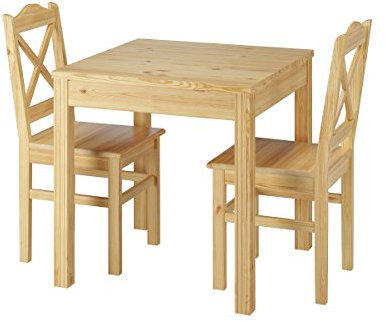 Erst-Holz Esszimmergruppe mit Tisch und 2 Stühle Kiefer Natur Massivholz 90.70-50 C -Set 20
