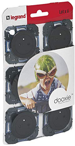 LEGRAND - Prise Electrique Murale 16A avec Terre dooxie Surface - Prise 2P + T Affleurante avec Fond Rétractable - Fabriqué En France - Noir - Lot de 6