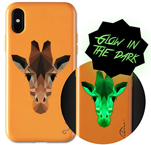 Wilma iPhone X Case, iPhone XS Case, Giraffe [Glow In The Dark] Slim Case Soft Plastic Protective Phone Cover Case for iPhone X (2017)/ iPhone XS (2018) - Orange