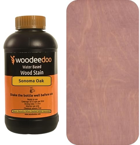 WooDeeDoo Water Based Wood Stain | Wood Dye | Ready to Use | Environmentally Friendly | Solvent Free | Odour Free | 450 ml | Sonoma Oak