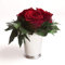 ROSEMARIE SCHULZ Heidelberg Infinity Blumen in silberfarbenen Becher 3 konservierte Rosen langhaltende Blumendeko (Burgundy, 3 Rosen)