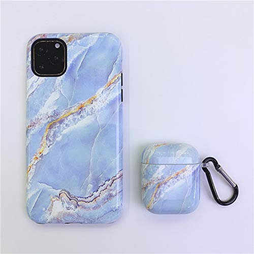 Custodia® Marmorierte TPU Hülle + Headset-Abdeckung Gleicher Anzug für Apple iPhone 11 und AirPods(6)