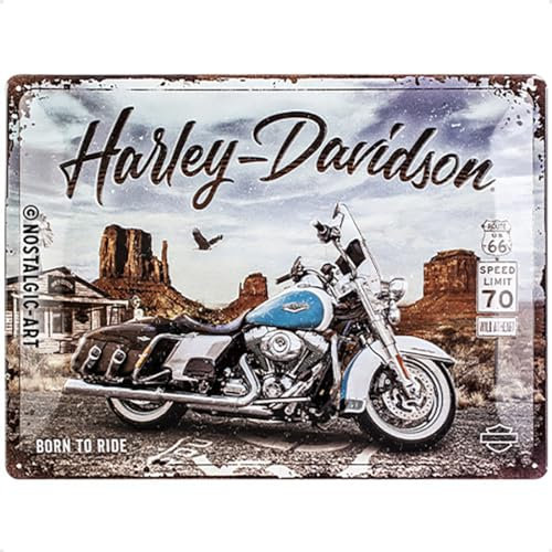 Nostalgic-Art Retro Blechschild, 30 x 40 cm, Harley-Davidson – Route 66 Road King Classic – Geschenk-Idee für Biker, Original Lizenzprodukt (OLP), aus Metall, Vintage Design, Blechschilder Sprüche